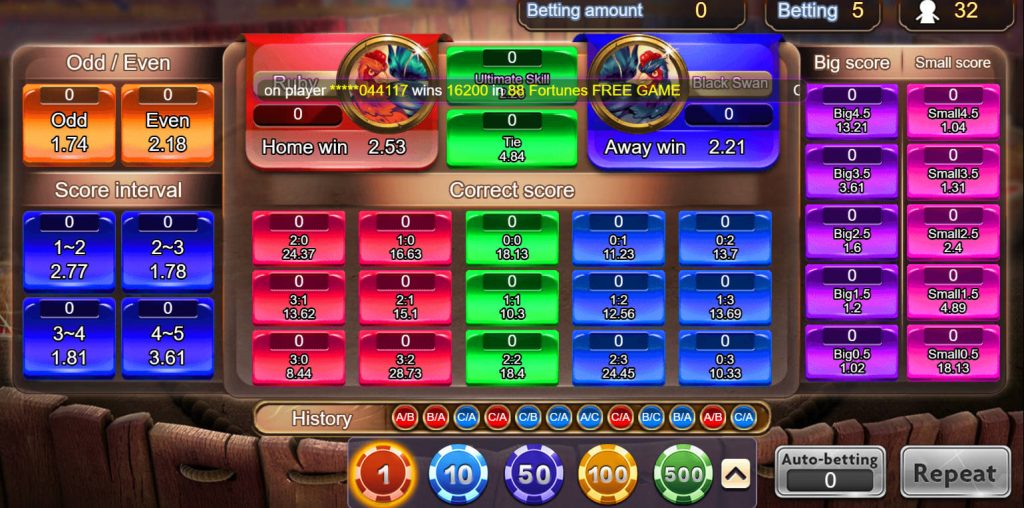 CockFighting betting page